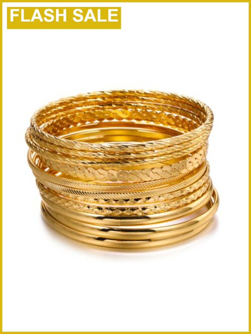 Gold Stackable Bangle Bracelet Set Boho Layering Jewelry 12pc